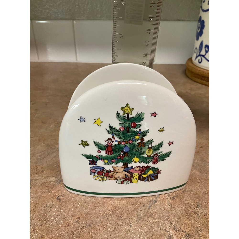 Nikko Christmas Ceramic Napkin Holder Christmas Tree Teddy Bear Japan Vintage - Picture 5 of 5